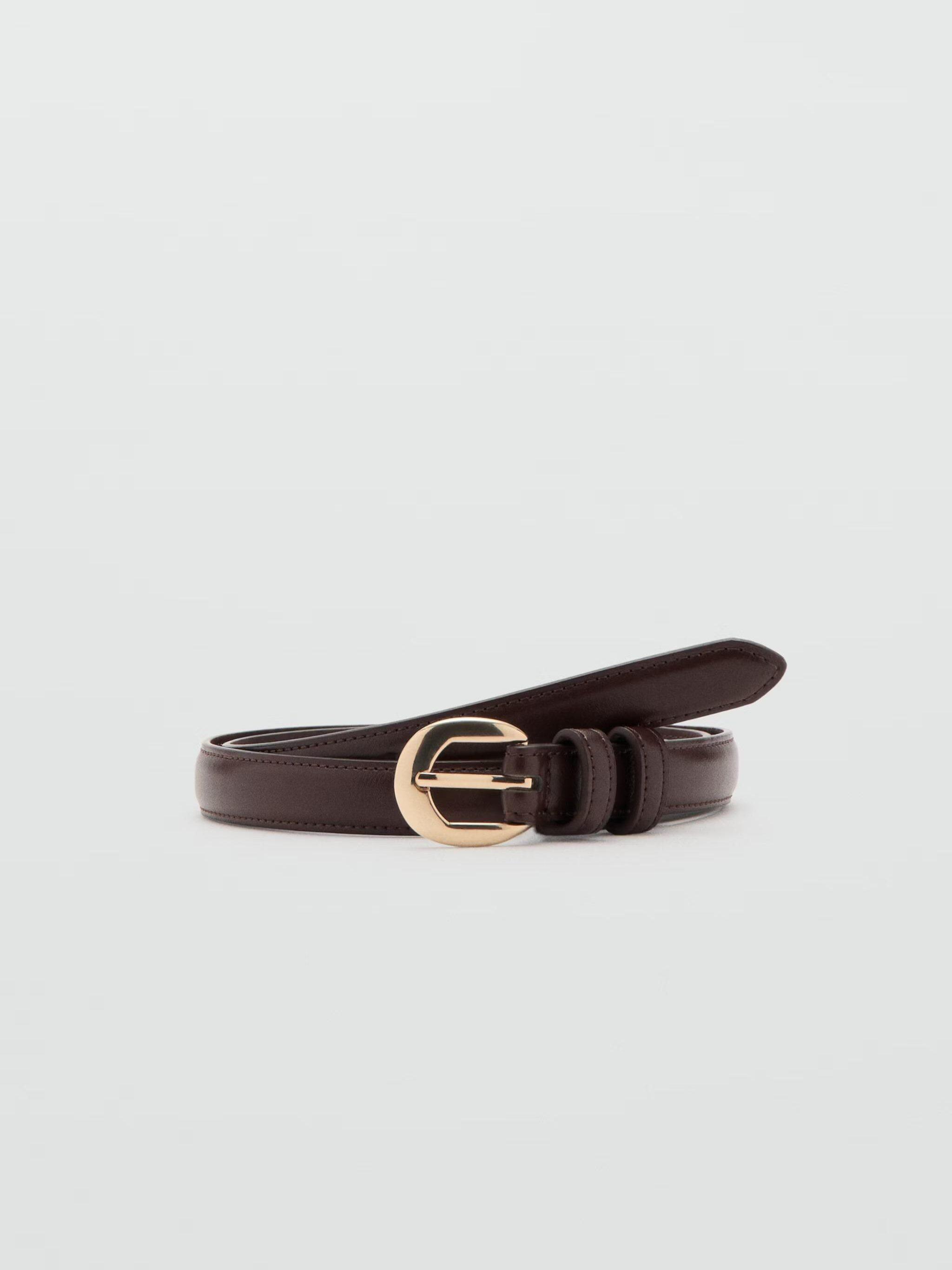 Ceinture fine à boucle marron, 15,99 €, Mango.