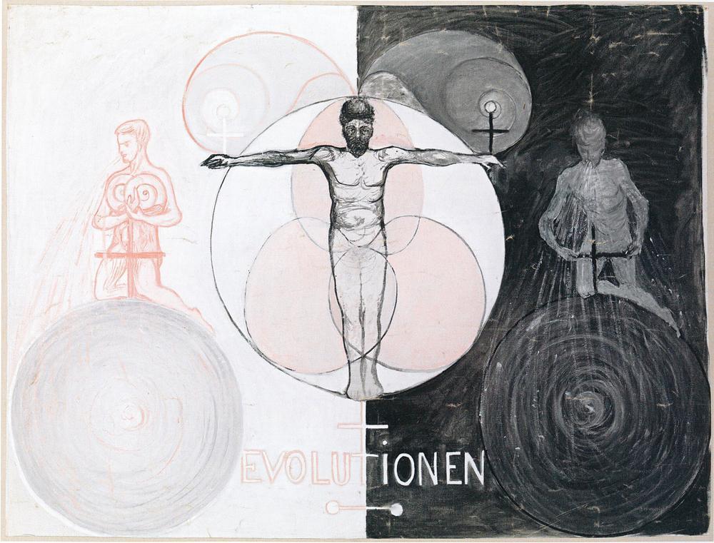 Hilma af Klint, Évolution, n° 1 (1908), tableau exposé au Grand Palais à Paris en 2026