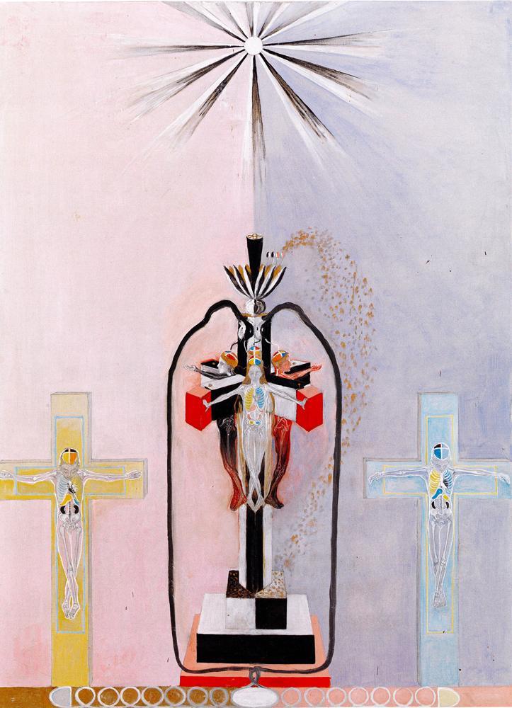 tableau de l'artiste Hilma af Klint, La Série US, no° 5 en 1913 exposé au Grand Palais à Paris en 2026