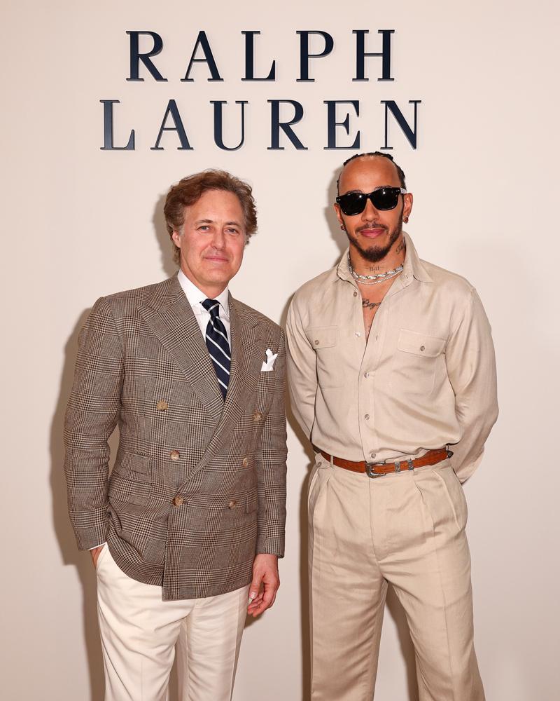 David Lauren et Lewis Hamilton au défilé Ralph Lauren homme printemps-été 2027.