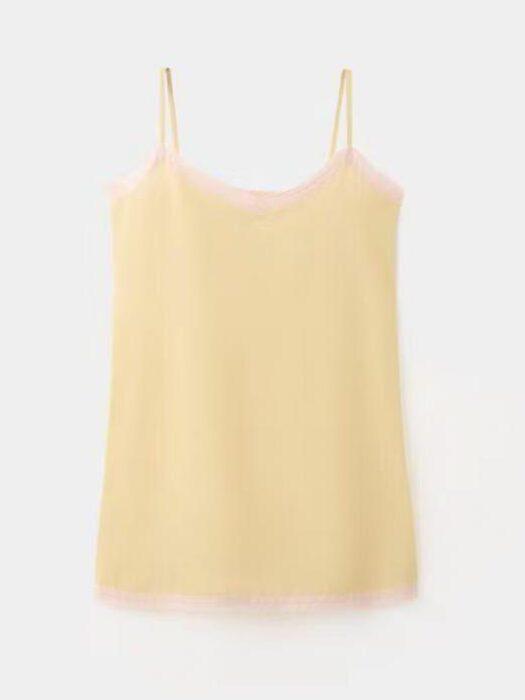 Nuisette en coton jaune et à dentelle rose tendance mango