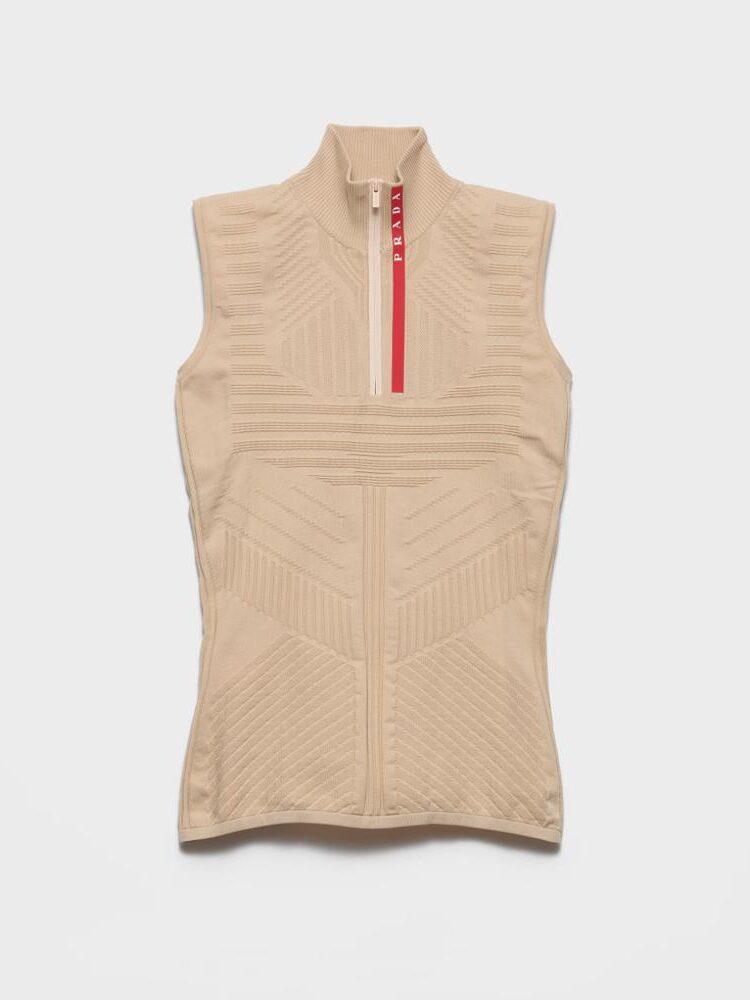 top à col roulé Prada beige