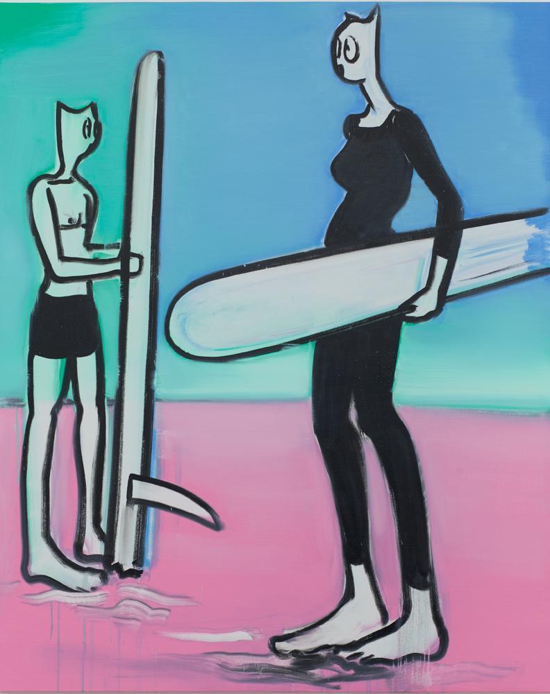 peinture de l'artiste Alains Séchas, Surfers réalisée en 2016