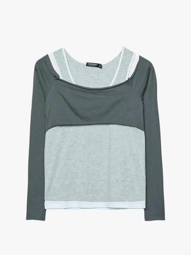 Top superposé gris et bleu Stradivarius.