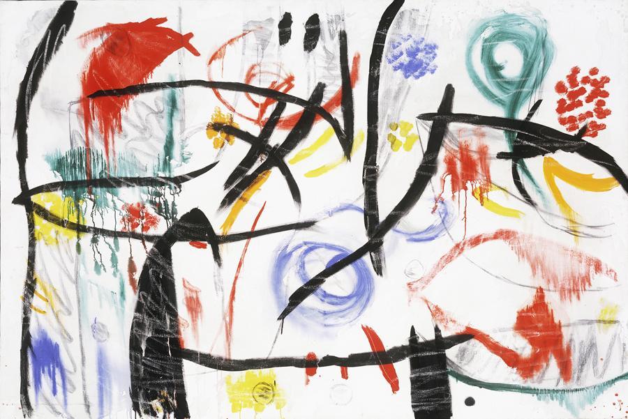 peinture de Joan Miró, Sans titre (3 juillet 1968-28 mai 1972) exposée au musée d'art Hyancinthe Rigaud à Perpignan
