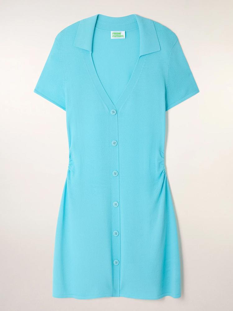 La robe polo à fronces bleu Tiffany From Future.