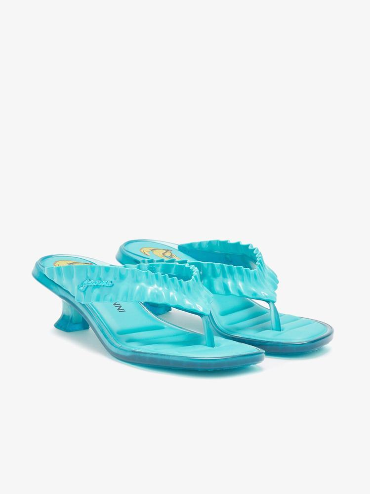 Les tongs à talon jelly Ganni bleu Tiffany.