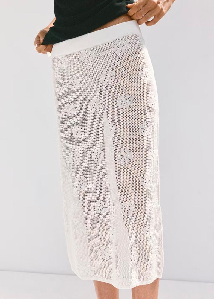 jupe crochet blanche mango