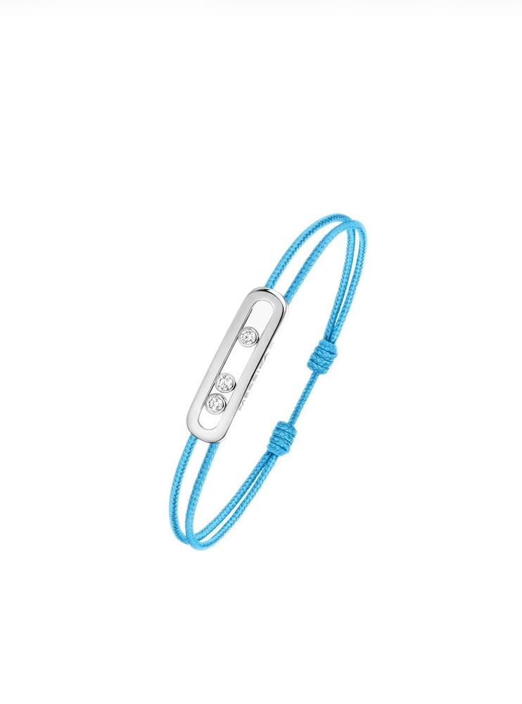 Le bracelet cordon Messika bleu Tiffany.