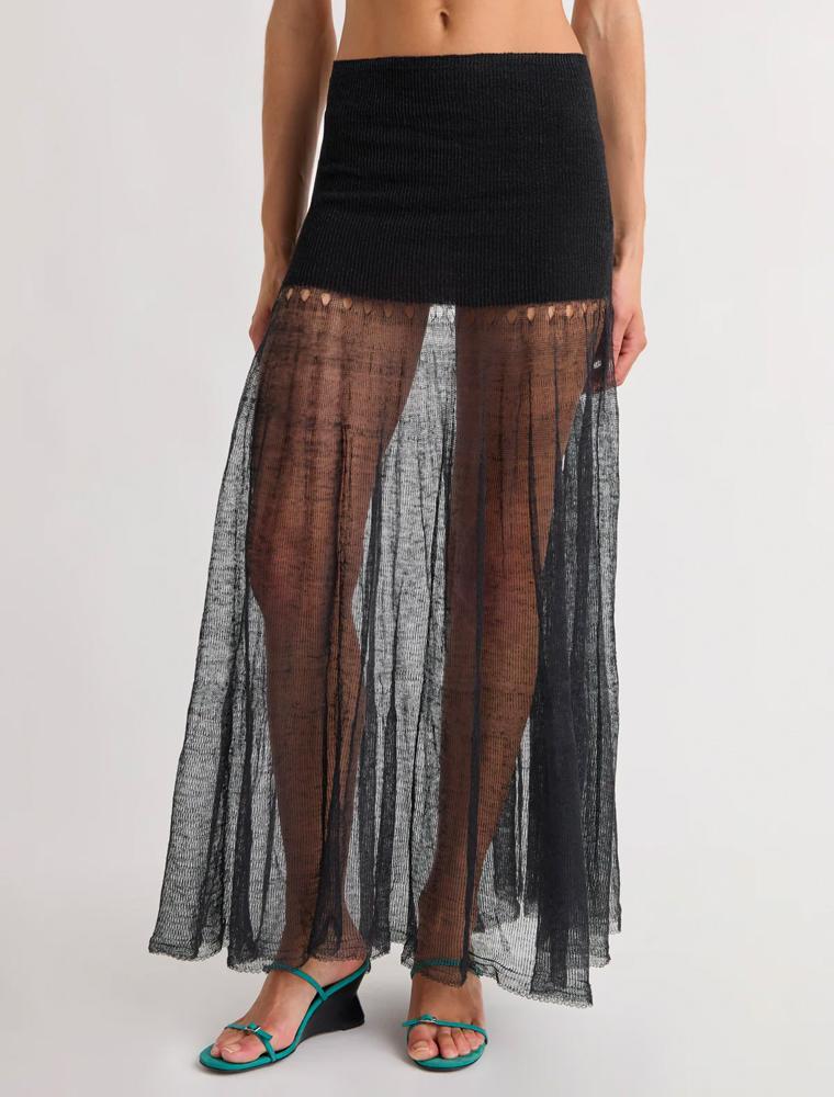 jupe longue noire taille basse en chanvre paloma wool