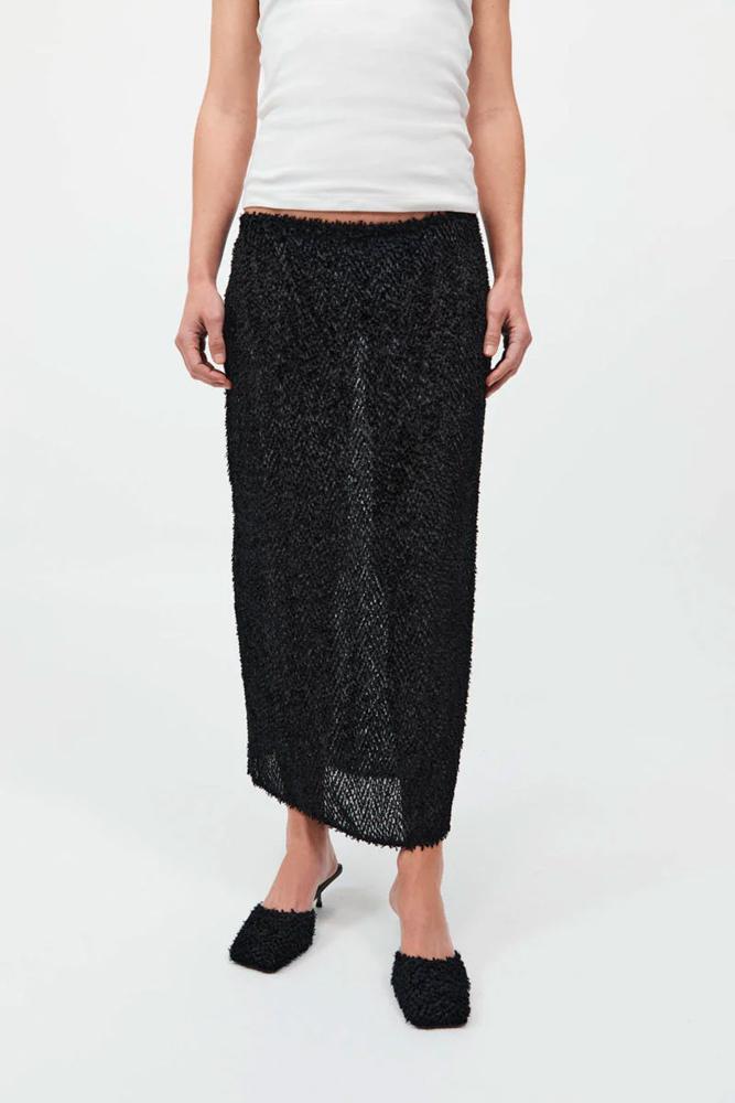jupe noire longue en plume st. agni